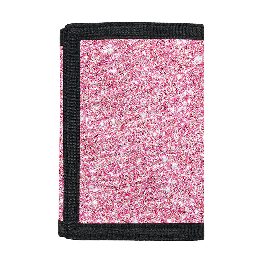 Pink (NOT Real) Glitter Print Trifold Wallet