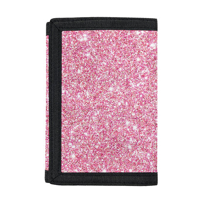 Pink (NOT Real) Glitter Print Trifold Wallet