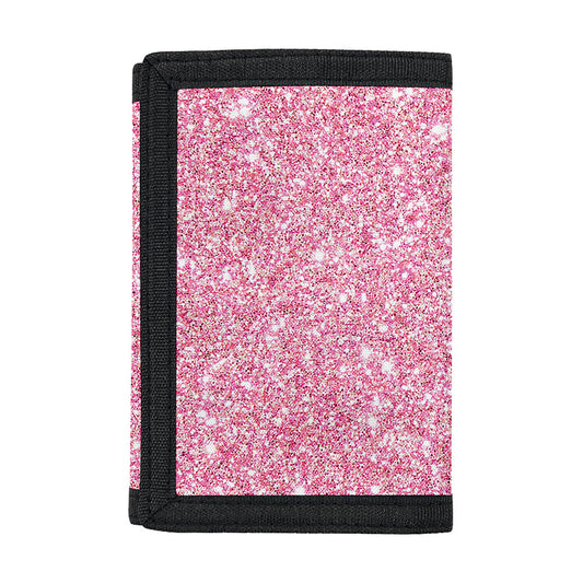 Pink (NOT Real) Glitter Print Trifold Wallet