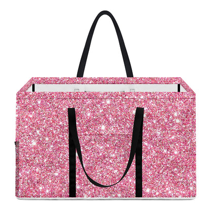 Pink (NOT Real) Glitter Print Utility Tote Bag