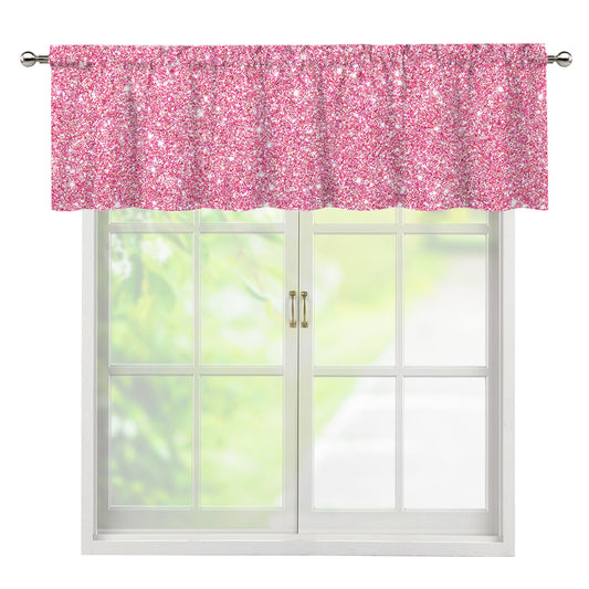 Pink (NOT Real) Glitter Print Window Valance
