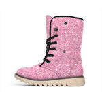 Pink (NOT Real) Glitter Print Winter Boots