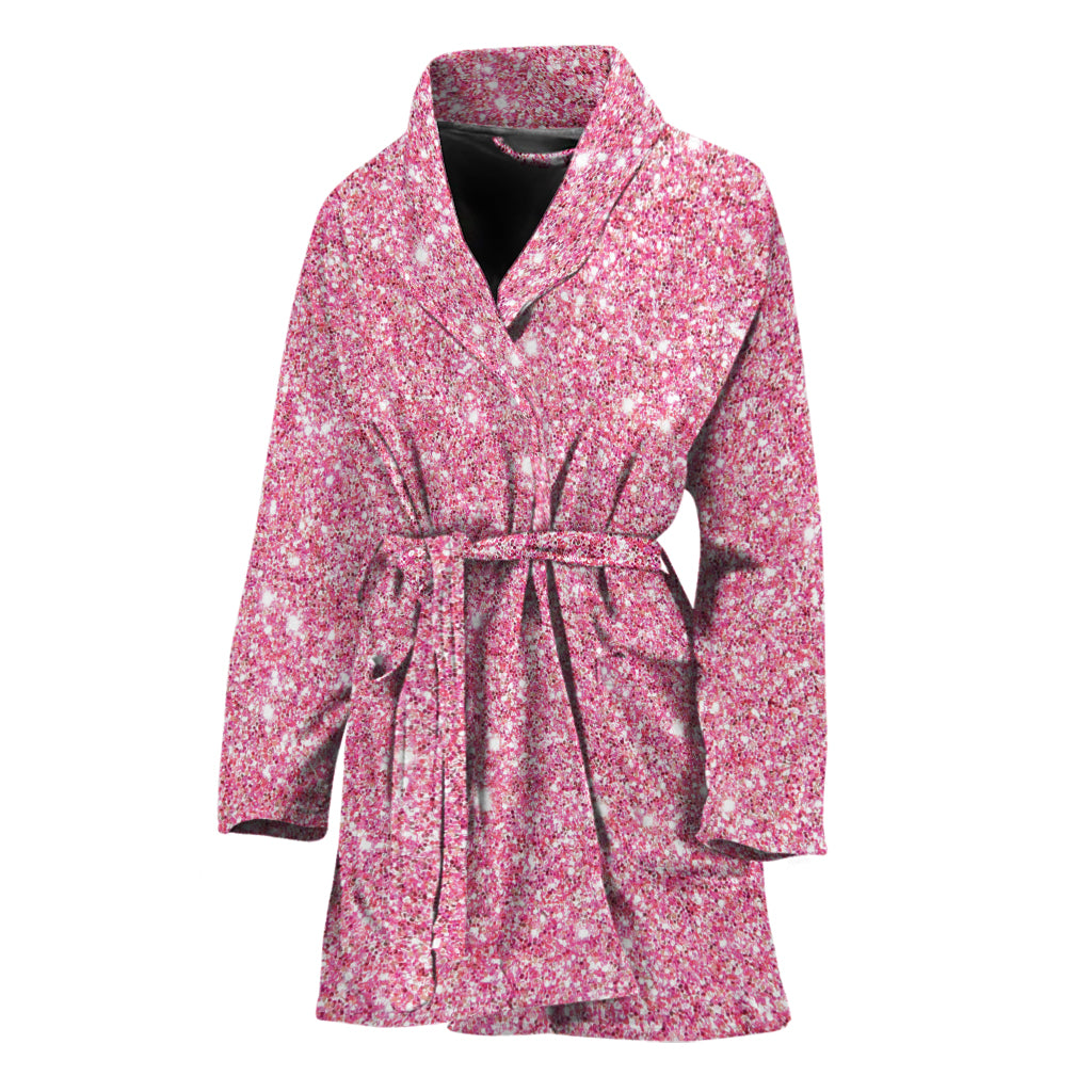 Pink (NOT Real) Glitter Print Women's Bathrobe