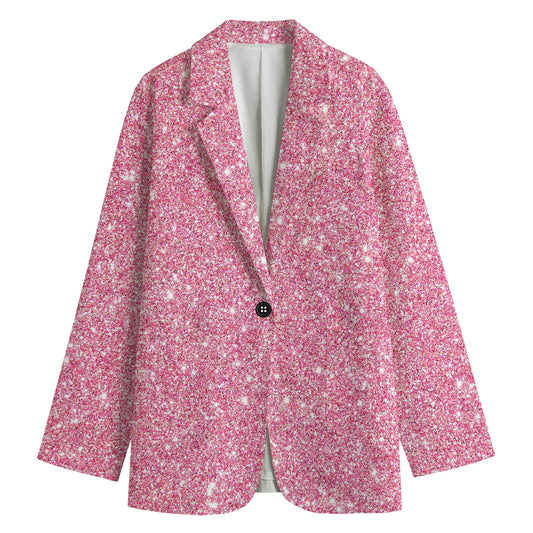 Pink (NOT Real) Glitter Print Women's Blazer