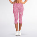 Pink (NOT Real) Glitter Print Women's Capri Leggings