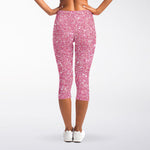 Pink (NOT Real) Glitter Print Women's Capri Leggings