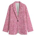 Pink (NOT Real) Glitter Print Women's Cotton Blazer