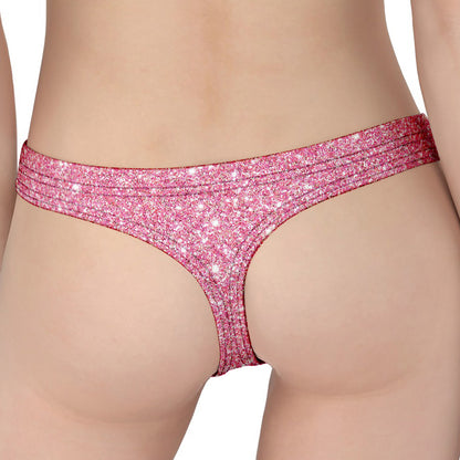 Pink (NOT Real) Glitter Print Women's Thong