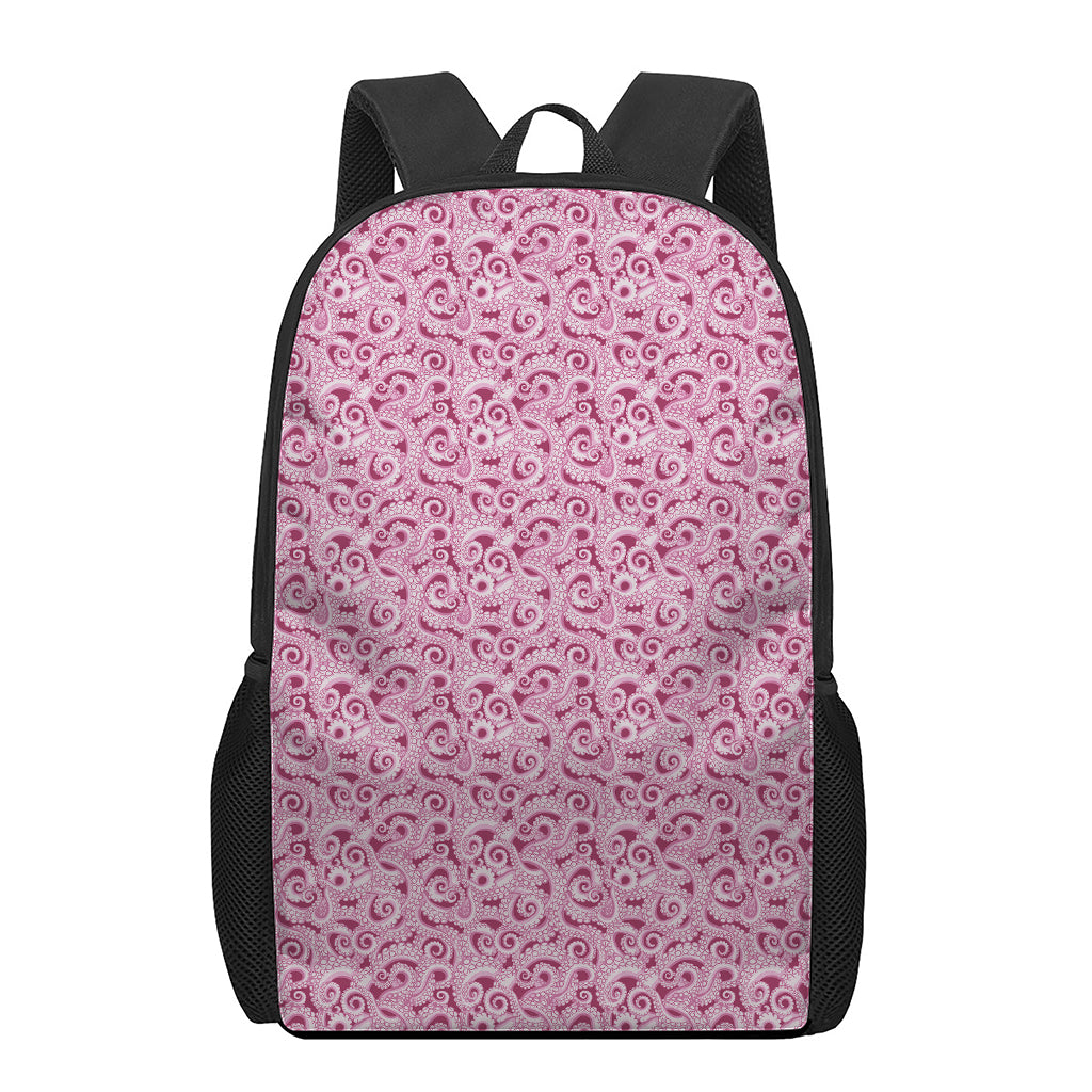 Pink Octopus Tentacles Pattern Print 17 Inch Backpack