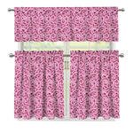 Pink Octopus Tentacles Pattern Print 3 Piece Kitchen Curtains