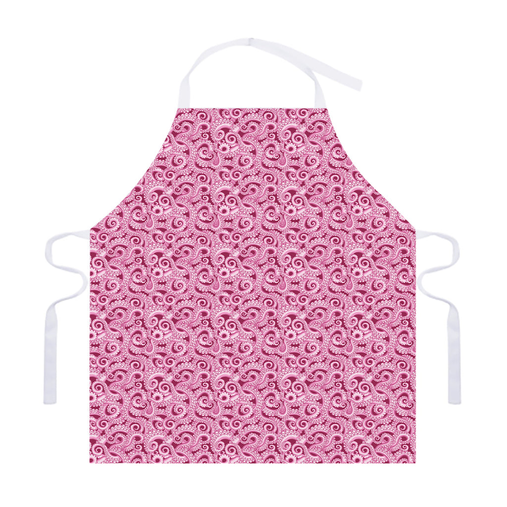 Pink Octopus Tentacles Pattern Print Adjustable Apron