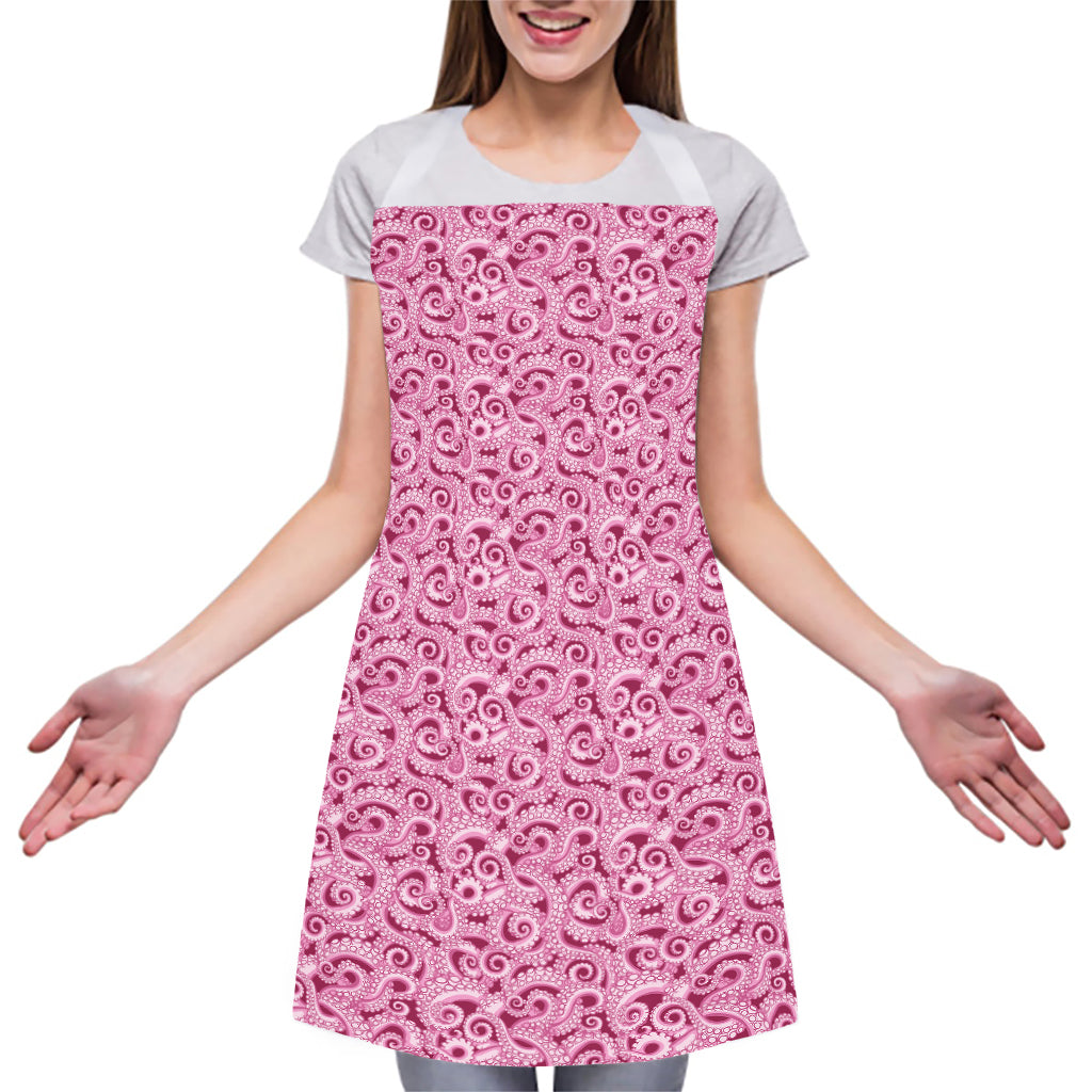 Pink Octopus Tentacles Pattern Print Adjustable Apron