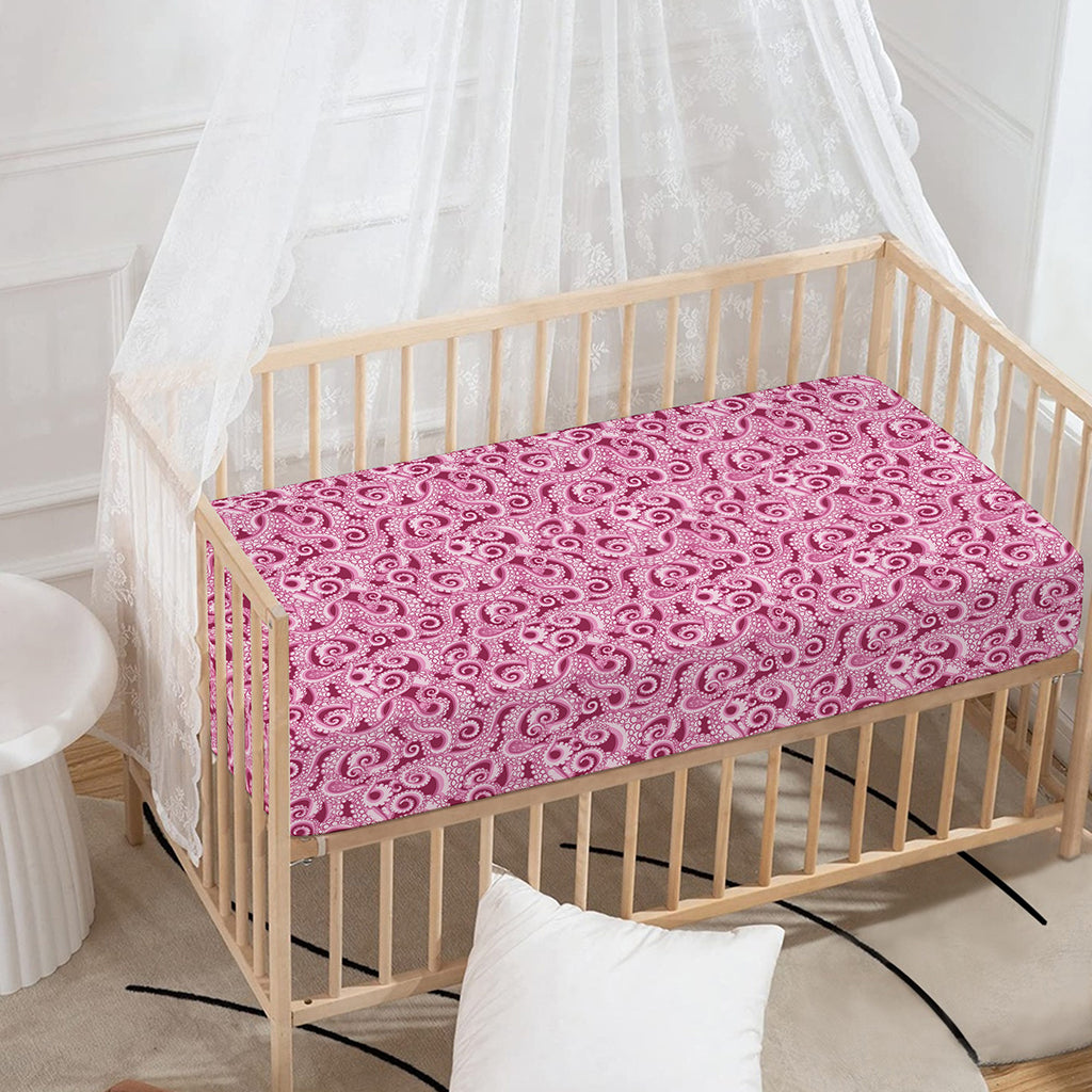 Pink Octopus Tentacles Pattern Print Baby Crib Sheet