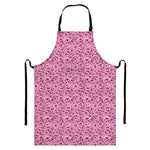 Pink Octopus Tentacles Pattern Print Bib Apron With Pocket