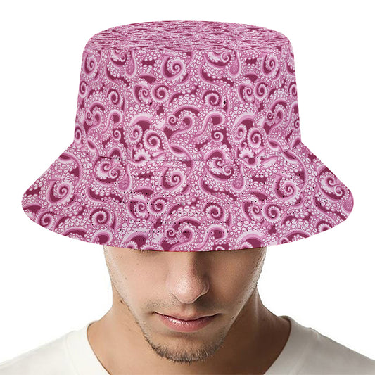 Pink Octopus Tentacles Pattern Print Bucket Hat
