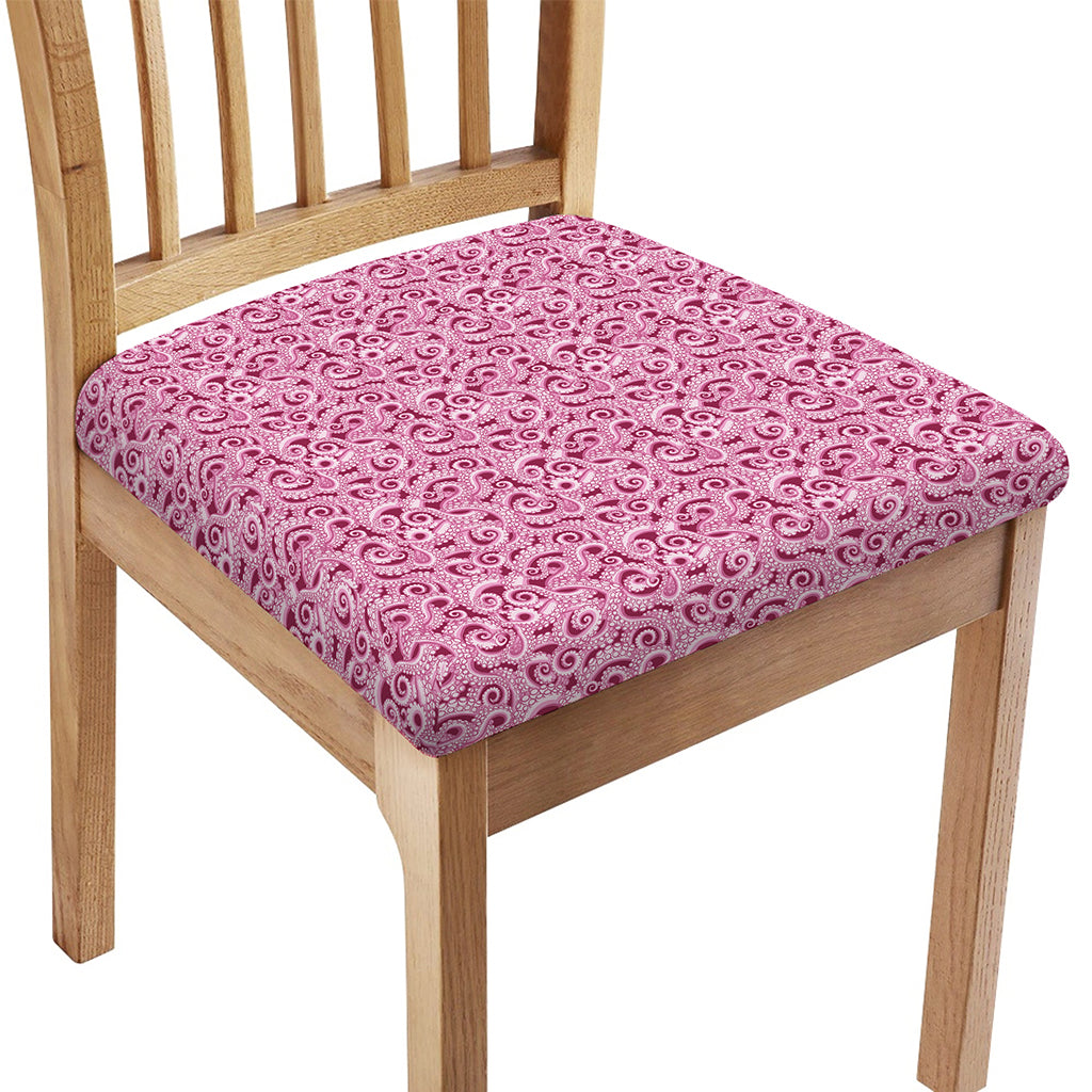 Pink Octopus Tentacles Pattern Print Chair Cushion Cover