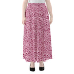 Pink Octopus Tentacles Pattern Print Chiffon Maxi Skirt
