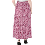 Pink Octopus Tentacles Pattern Print Chiffon Maxi Skirt