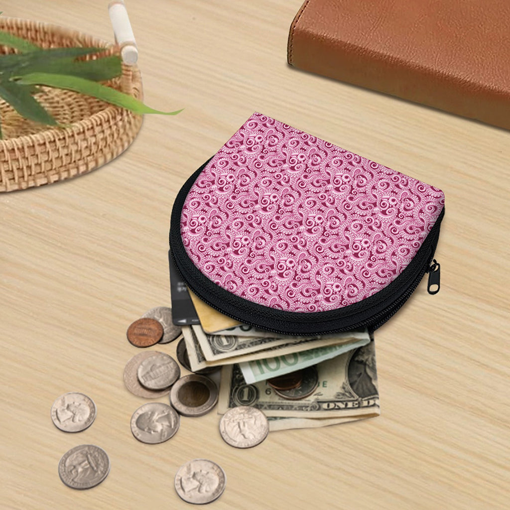 Pink Octopus Tentacles Pattern Print Coin Purse