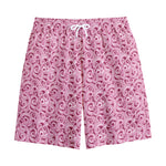 Pink Octopus Tentacles Pattern Print Cotton Shorts