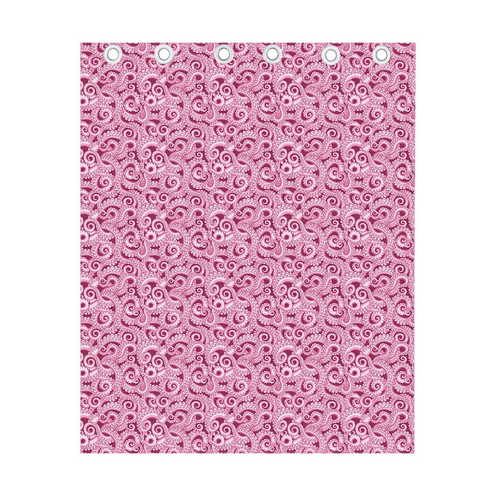 Pink Octopus Tentacles Pattern Print Curtain