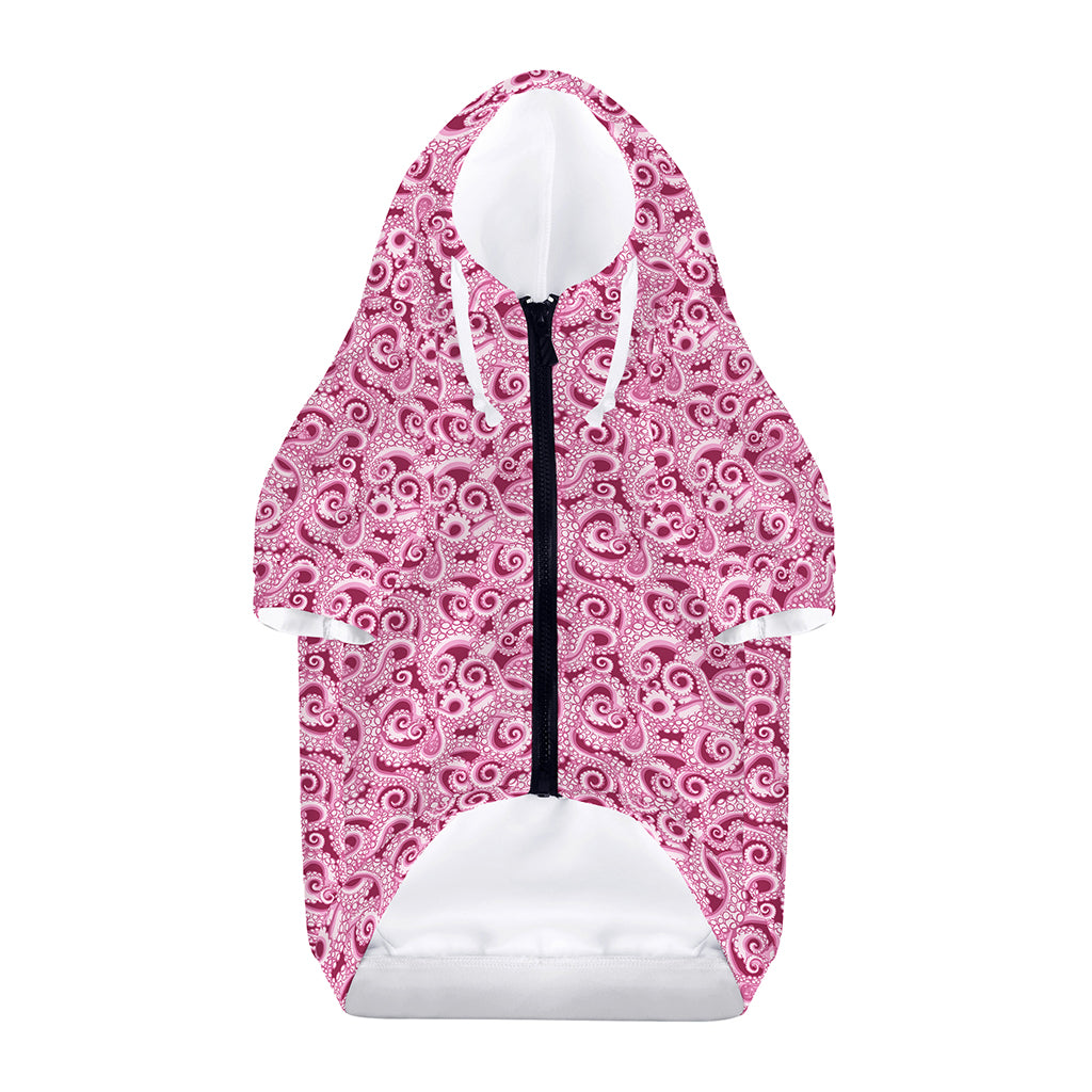 Pink Octopus Tentacles Pattern Print Dog Zip Up Hoodie