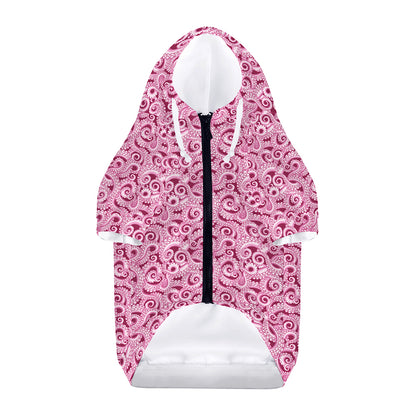 Pink Octopus Tentacles Pattern Print Dog Zip Up Hoodie