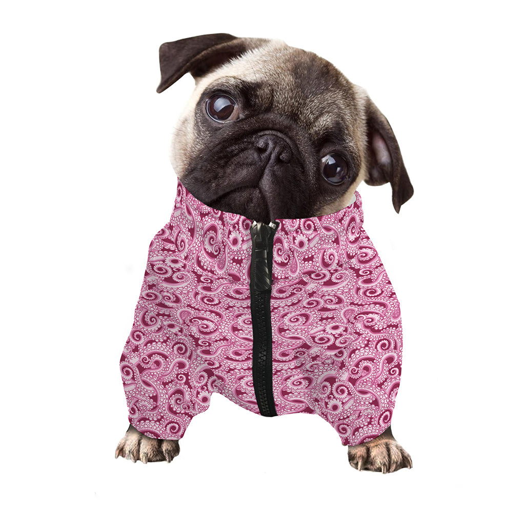 Pink Octopus Tentacles Pattern Print Dog Zip Up Jacket