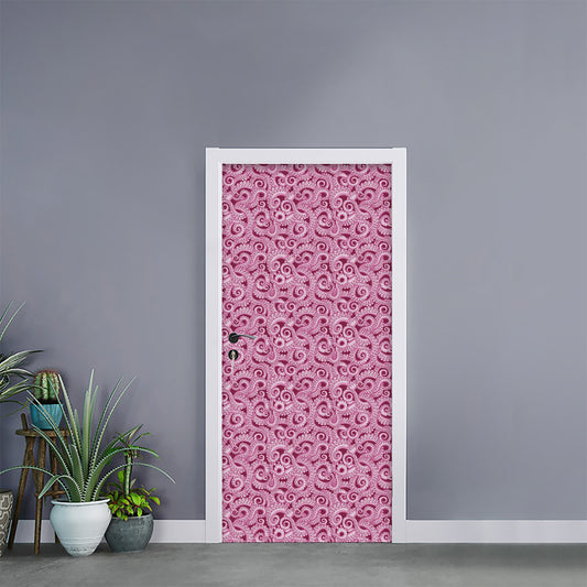 Pink Octopus Tentacles Pattern Print Door Sticker