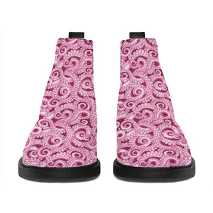 Pink Octopus Tentacles Pattern Print Flat Ankle Boots