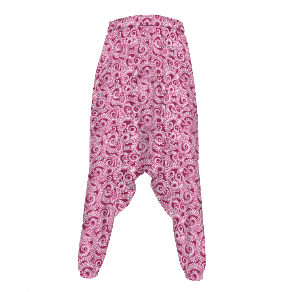 Pink Octopus Tentacles Pattern Print Hammer Pants