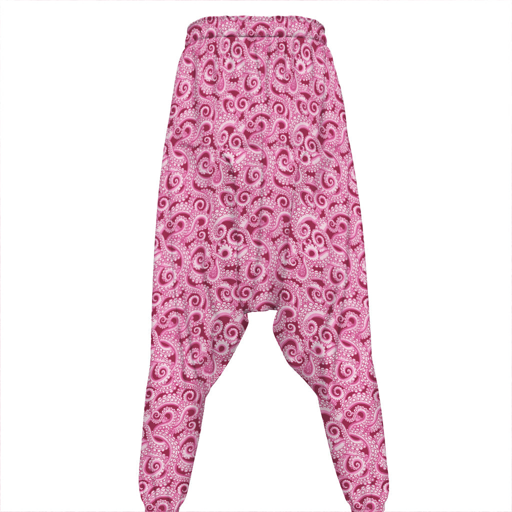 Pink Octopus Tentacles Pattern Print Hammer Pants
