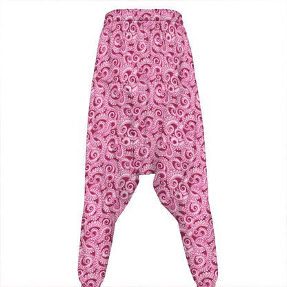 Pink Octopus Tentacles Pattern Print Hammer Pants