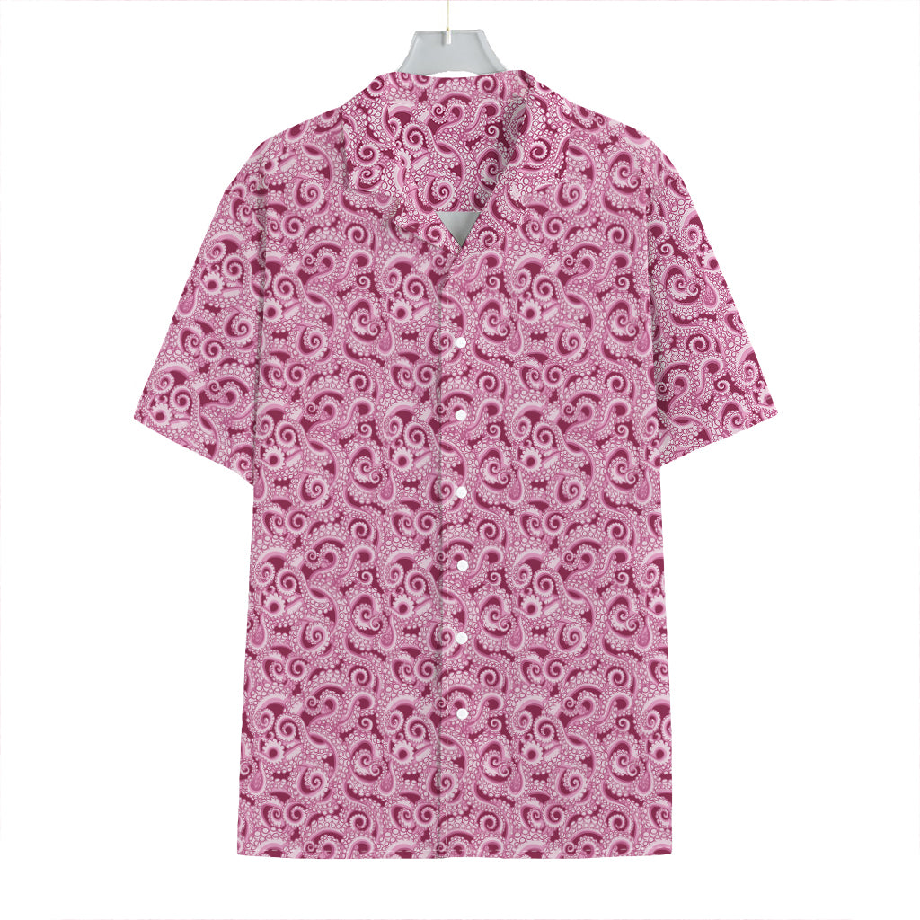 Pink Octopus Tentacles Pattern Print Hawaiian Shirt