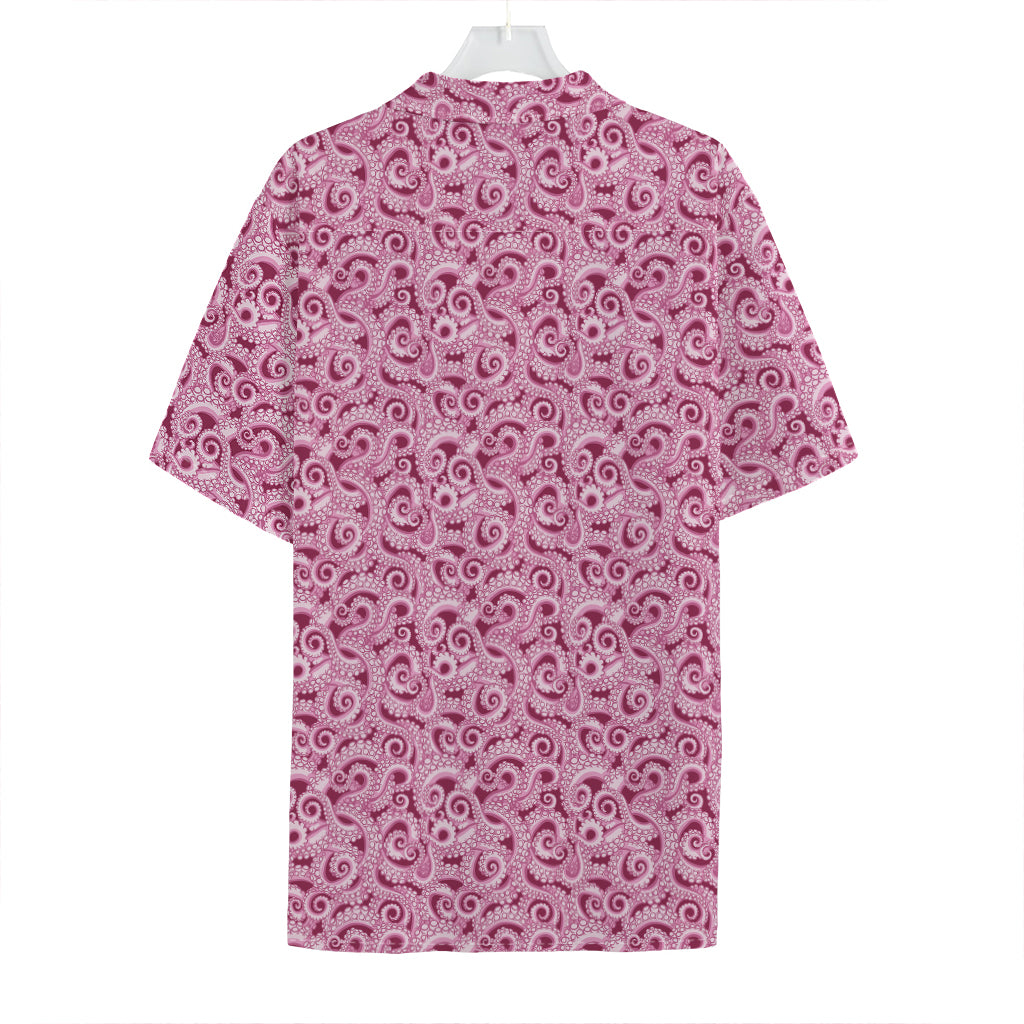 Pink Octopus Tentacles Pattern Print Hawaiian Shirt