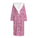 Pink Octopus Tentacles Pattern Print Hooded Bathrobe