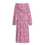 Pink Octopus Tentacles Pattern Print Hooded Bathrobe