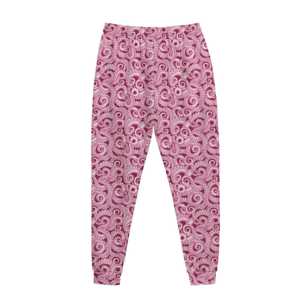 Pink Octopus Tentacles Pattern Print Jogger Pants