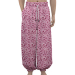 Pink Octopus Tentacles Pattern Print Lantern Pants