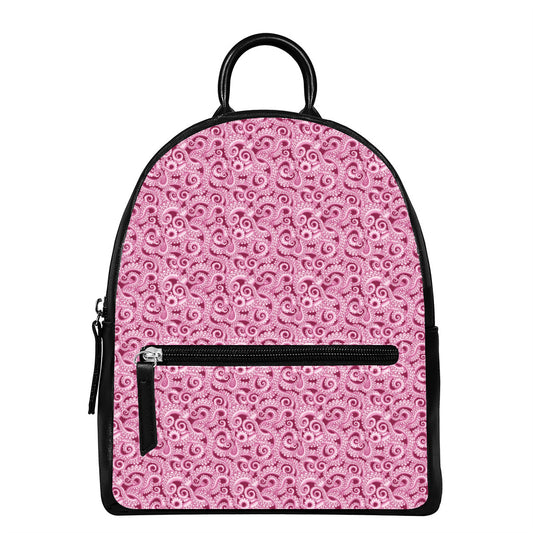Pink Octopus Tentacles Pattern Print Leather Backpack