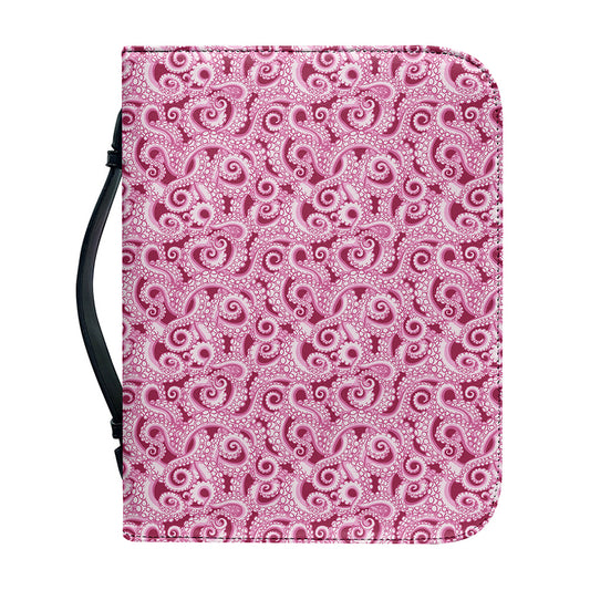 Pink Octopus Tentacles Pattern Print Leather Bible Cover