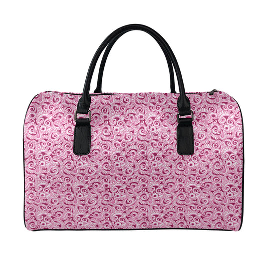 Pink Octopus Tentacles Pattern Print Leather Duffle Bag