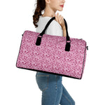 Pink Octopus Tentacles Pattern Print Leather Duffle Bag