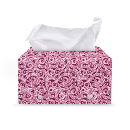 Pink Octopus Tentacles Pattern Print Leather Tissue Box Cover