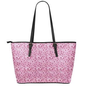 Pink Octopus Tentacles Pattern Print Leather Tote Bag