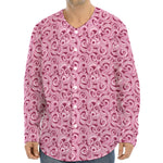 Pink Octopus Tentacles Pattern Print Long Sleeve Baseball Jersey