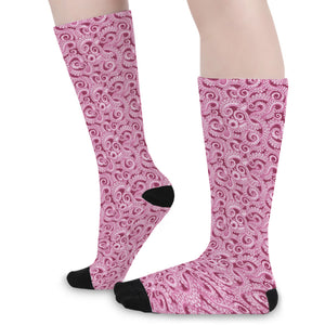 Pink Octopus Tentacles Pattern Print Long Socks