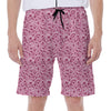 Pink Octopus Tentacles Pattern Print Men's Beach Shorts