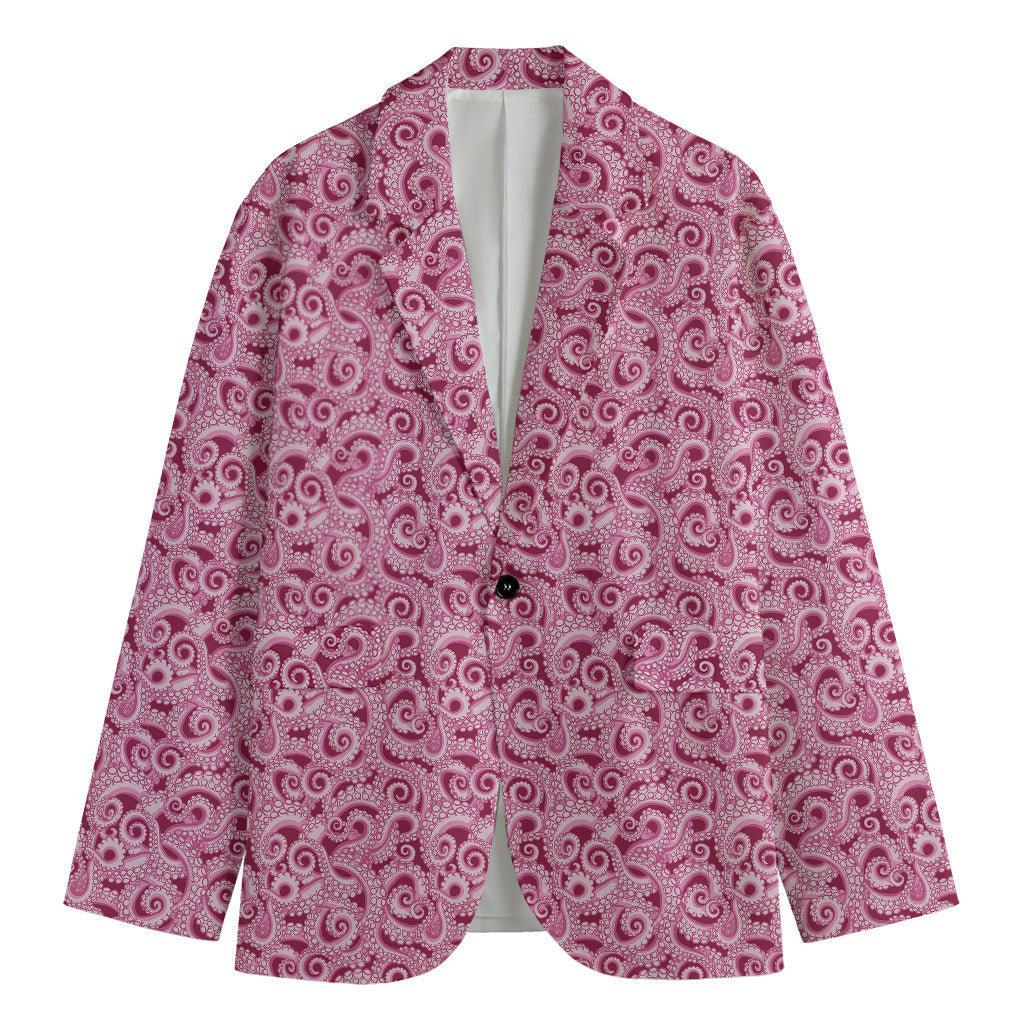 Pink Octopus Tentacles Pattern Print Men's Blazer