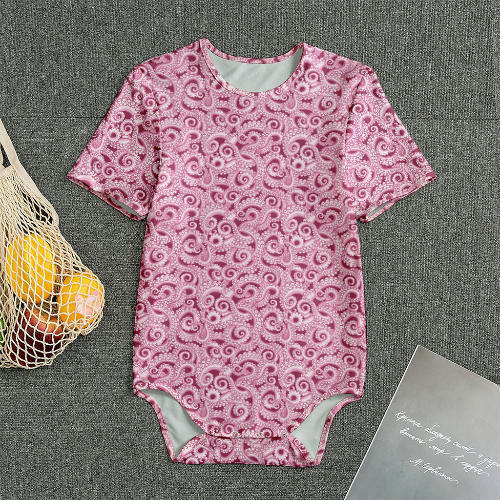 Pink Octopus Tentacles Pattern Print Men's Bodysuit